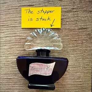 EVENING in Paris by Bourjois 2 1/2 Oz Parfum Perfume Bottle EMPTY Stopper Stuck